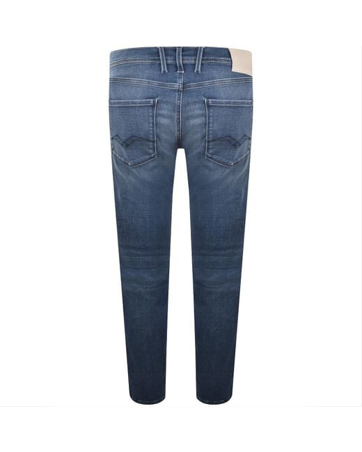 Replay Blue Anbass Hyperflex Slim Fit Jeans Mid Wash for men
