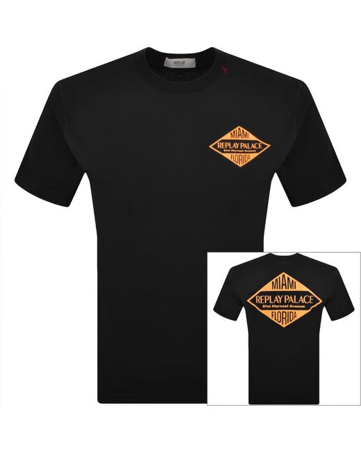 Replay Black Graphic T Shirt for men