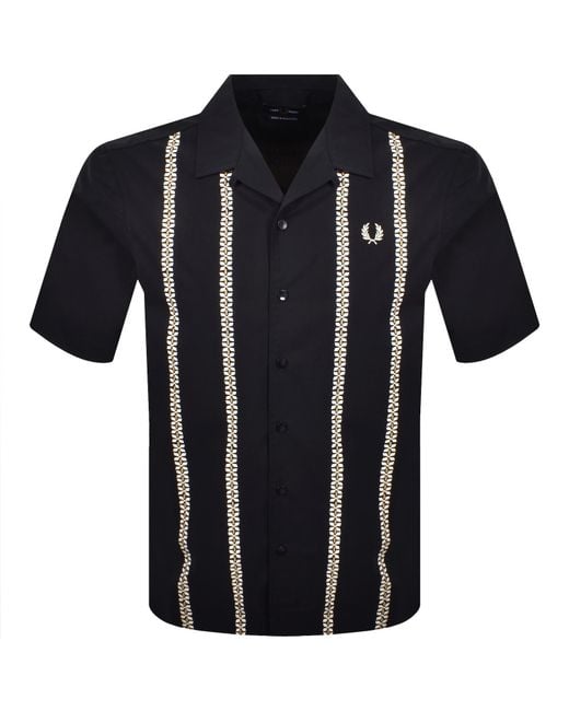 Fred Perry Black Placement Print Shirt for men