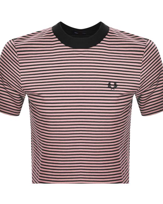 Fred Perry Red Fine Stripe T Shirt for men