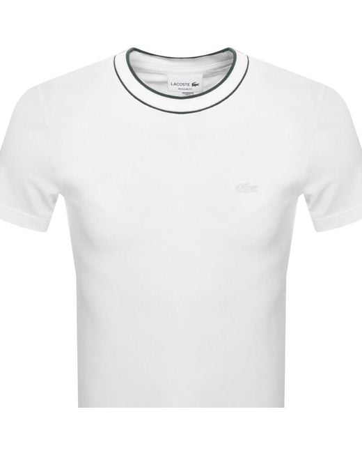 Lacoste White Crew Neck Pique T Shirt for men