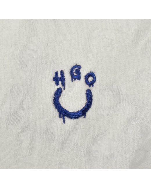 HUGO Gray Towelling Shirt Open for men
