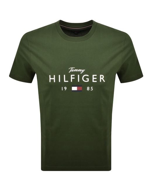 Tommy Hilfiger Green Logo Brand Love T Shirt for men