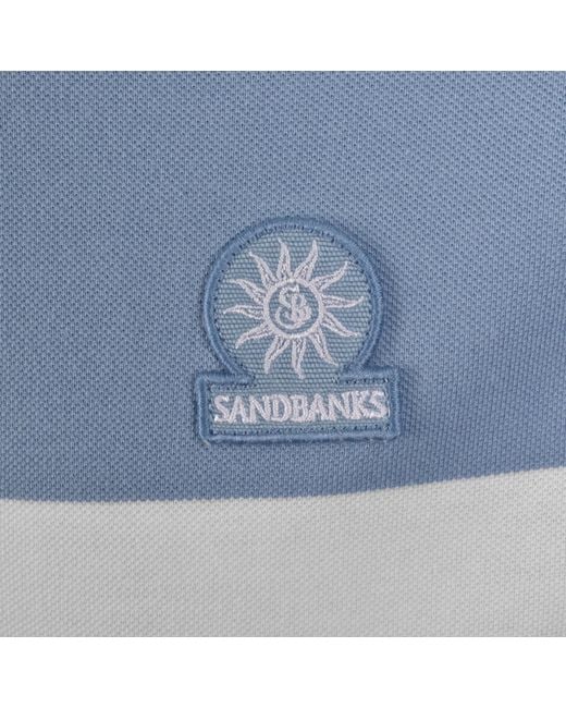 Sandbanks Blue Colour Block Quarter Zip Polo for men