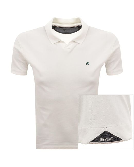 Replay White Short Sleeved Polo T Shirt for men