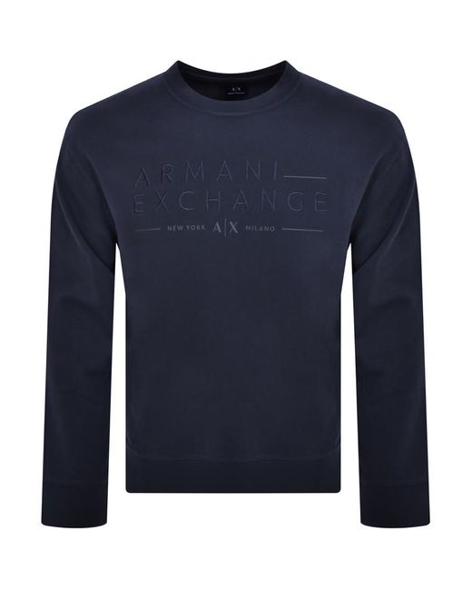 Armani Exchange Blue Crew Neck Logo Sweatshirt for men