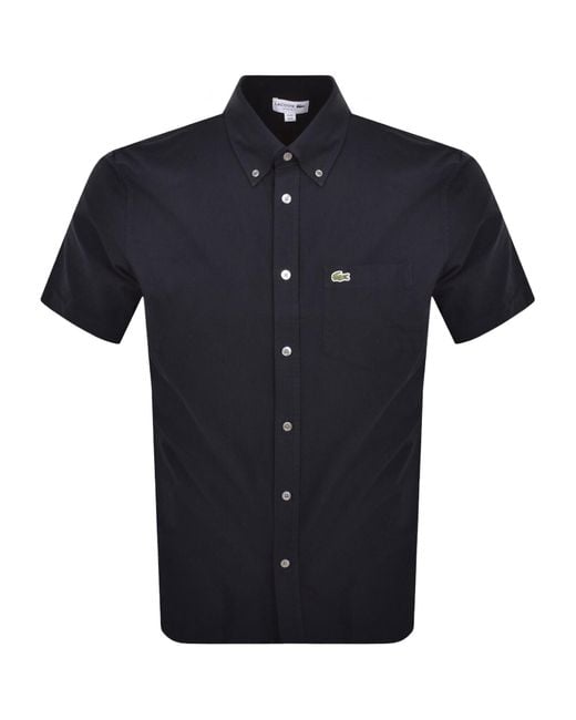 Lacoste Blue Check Short Sleeved Shirt for men
