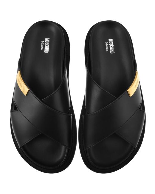 Moschino Black Calf Mules for men