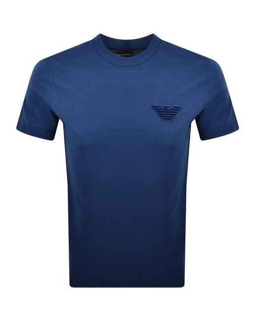 Armani Blue Emporio Logo T Shirt for men