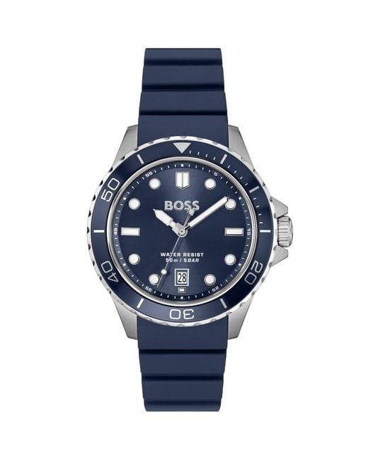 BOSS BUSINESS Men's Blue Boss Troper Sport Rubber Strap Watch