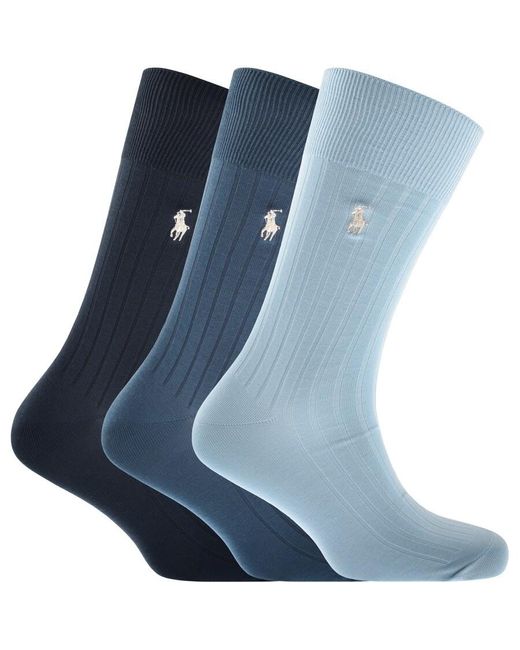 Ralph Lauren Blue Three Pack Socks for men