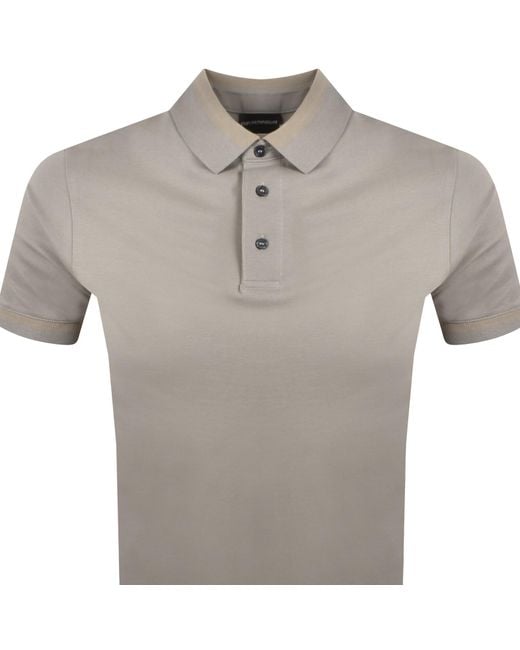Armani Gray Emporio Short Sleeved Polo T Shirt for men