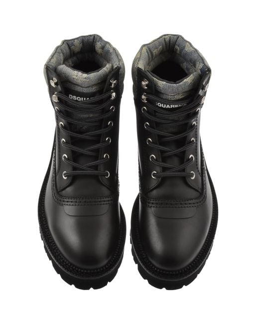 DSquared² Black Monogram Ankle Boots for men