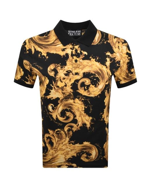 Versace Jeans Black Couture Print Polo T Shirt for men