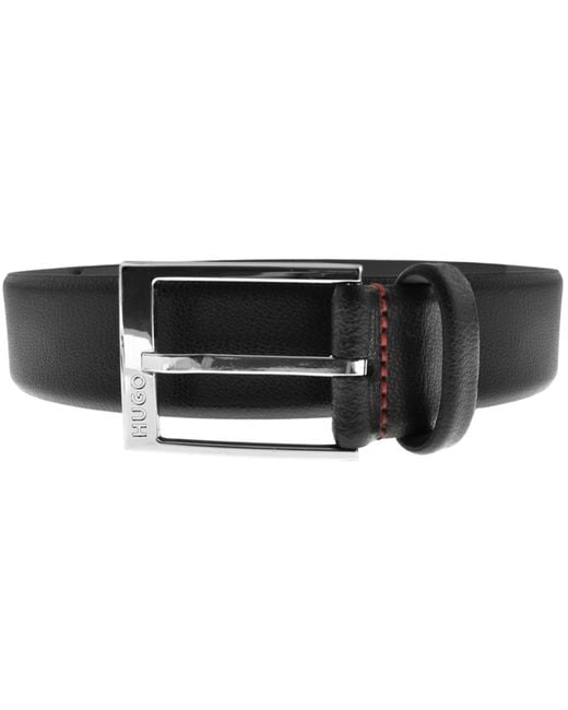 HUGO Black Gellot Leather Belt for men