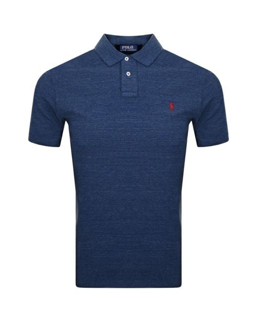 Ralph Lauren Blue Custom Slim Fit Polo T Shirt for men