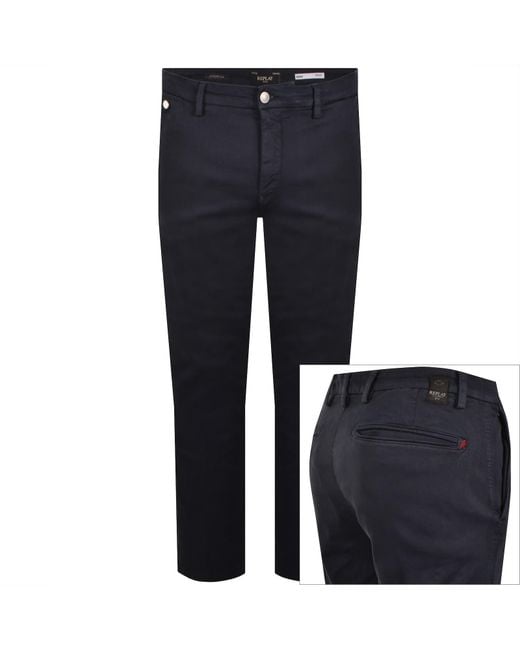 Replay Blue Benni Hyperflex Chino Jeans for men