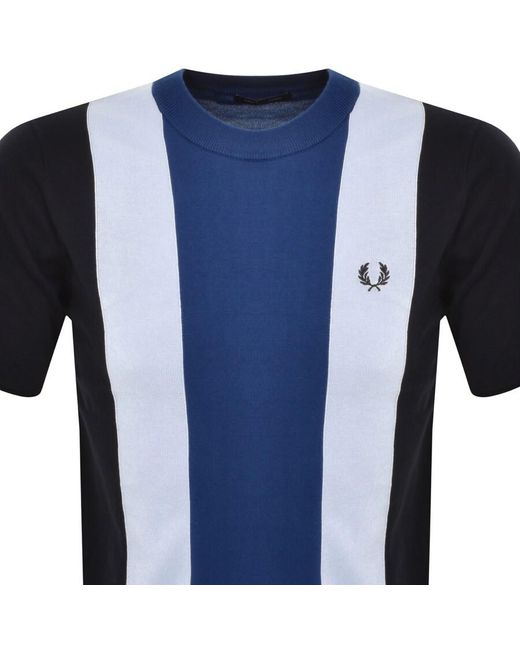 Fred Perry Blue Stripe Fine Knit T Shirt for men