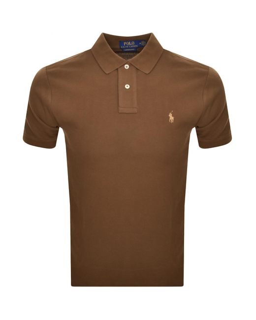 Ralph Lauren Brown Custom Slim Polo T Shirt for men