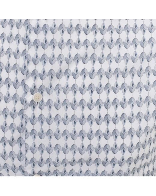 Ted Baker Blue Dibbin Leaf Print Long Sleeve Shirt for men