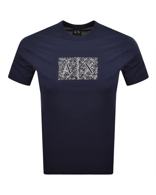 ARMANI EXCHANGE Blue Slim Fit Crew Neck T Shirt for men