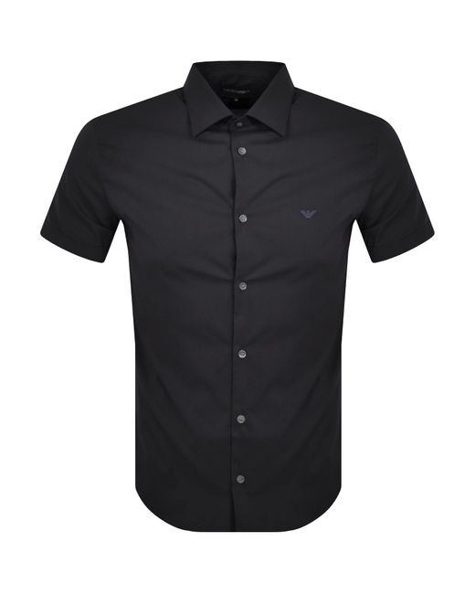 Armani Black Emporio Short Sleeved Slim Fit Shirt for men