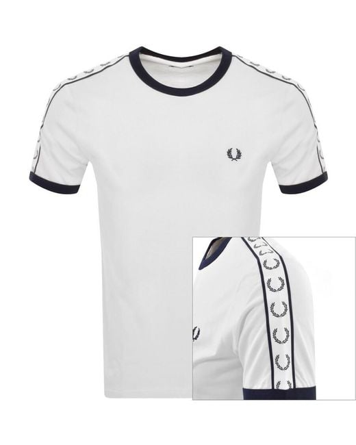 Fred Perry White Taped Ringer T-shirt M4620 Snow Xl for men