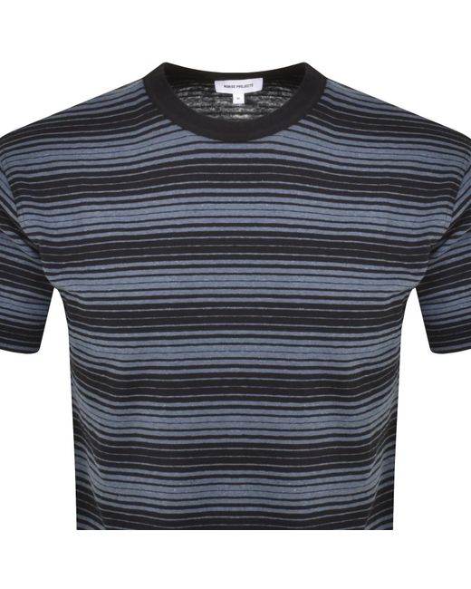 Norse Projects Blue Johannes Spaced Stripe T Shirt for men