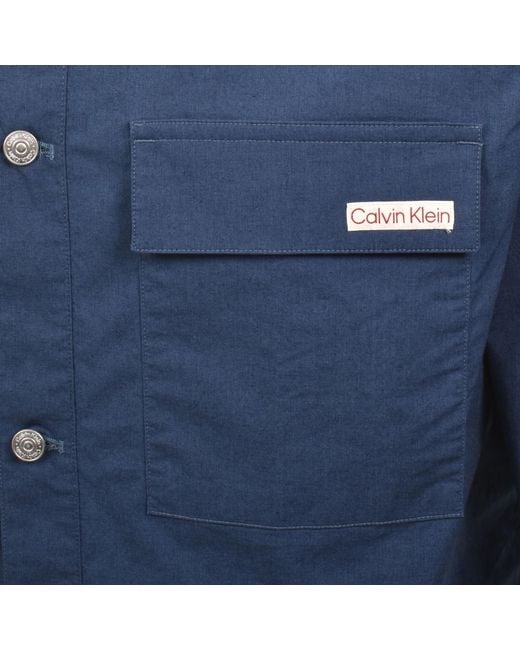 Calvin Klein Blue Jeans Nylon Utility Shirt for men