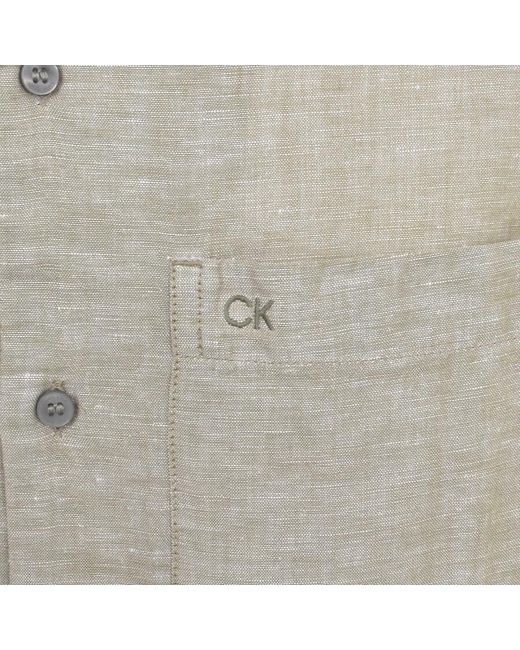 Calvin Klein Gray Linen Short Sleeve Shirt for men