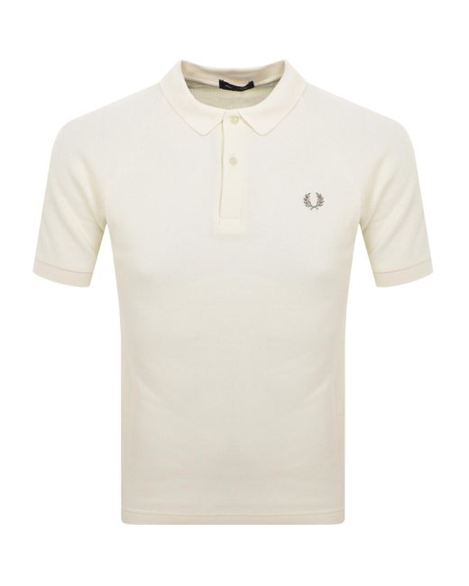 Fred Perry White Rib Panel Polo T Shirt for men