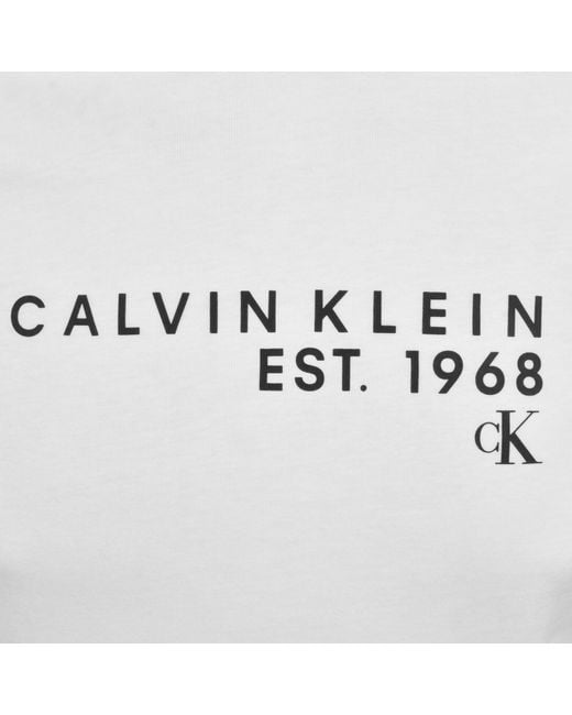 Calvin Klein White Jeans Logo T Shirt for men