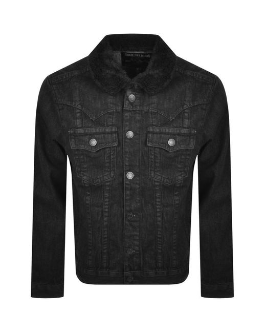 True Religion Sherpa Jimmy Denim Jacket in Black for Men Lyst
