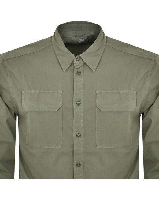 C P Company Green Cp Company Gabardine Pocket Overshirt for men