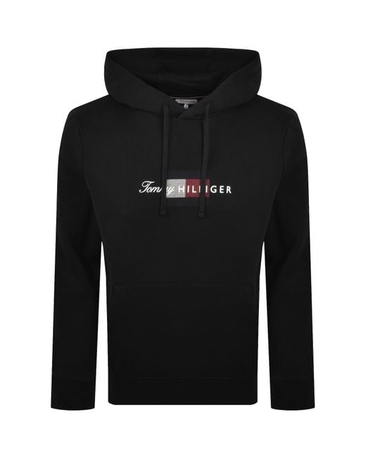 Tommy Hilfiger Black Script Flag Hoodie for men