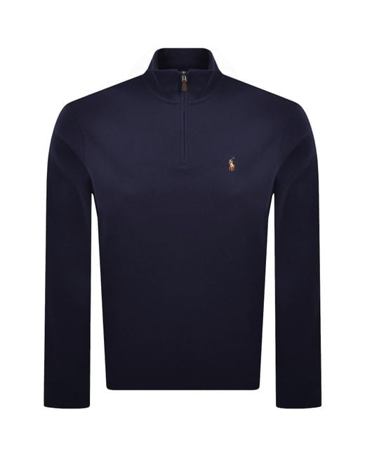 Ralph Lauren Blue Quarter Zip Knit Jumper for men