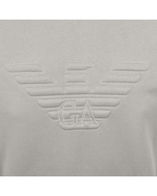 Armani Gray Emporio Eagle Logo Hoodie for men