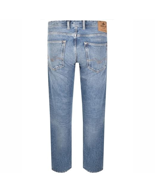 Replay Blue Grover Straight Fit Light Wash Jeans for men