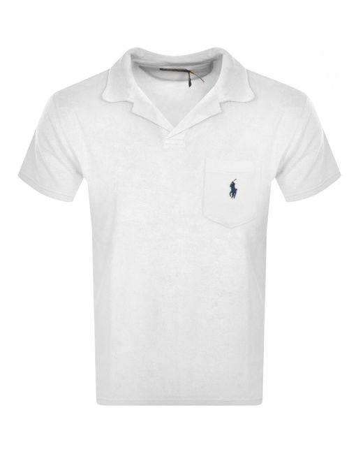 Ralph Lauren White Towelling Polo T Shirt for men