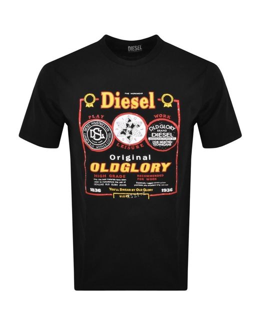 DIESEL Cotton T Just E36 Logo T Shirt in Black for Men | Lyst