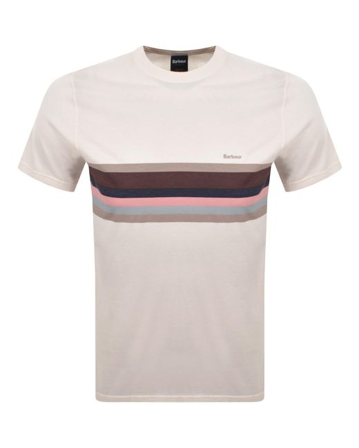 Barbour White Newsham Striped T Shirt for men