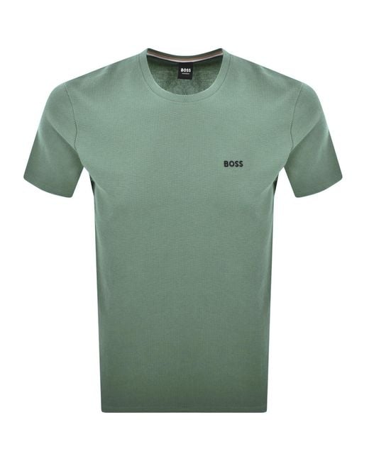 BOSS BUSINESS Green Boss Waffle T Shirt Open for men