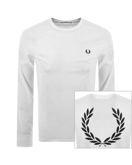 Fred Perry Laurel Wreath Long Sleeve T Shirt in White for Men | Lyst
