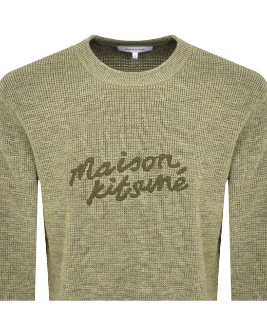Maison Kitsuné Green Handwriting Knit Jumper for men