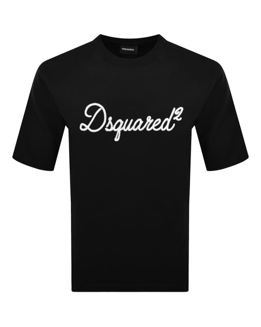 DSquared² Black Signature Loose Fit T Shirt for men