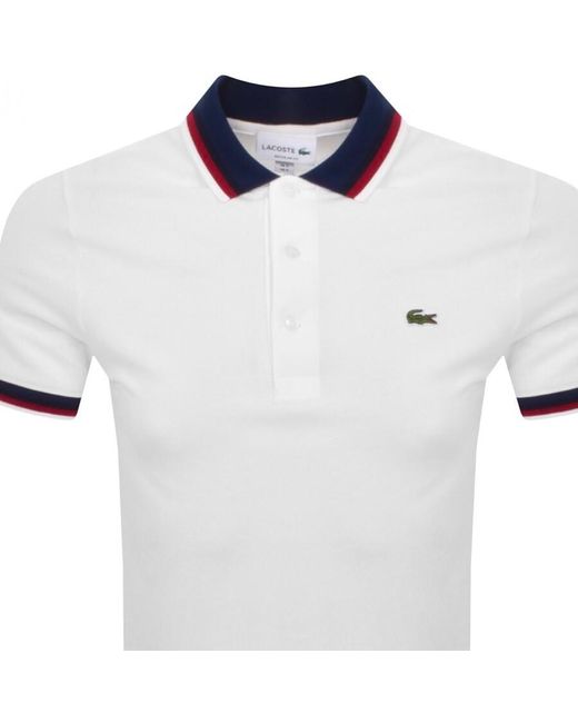 Lacoste White Short Sleeve Essentials Polo T Shirt for men