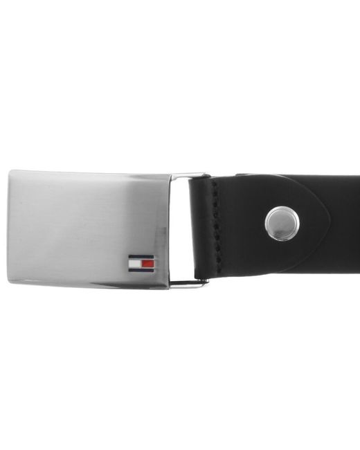 Tommy Hilfiger Black Adjustable Logo Plaque Belt for men