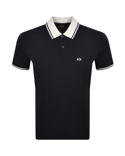 ARMANI EXCHANGE Black Slim Fit Polo T Shirt for men