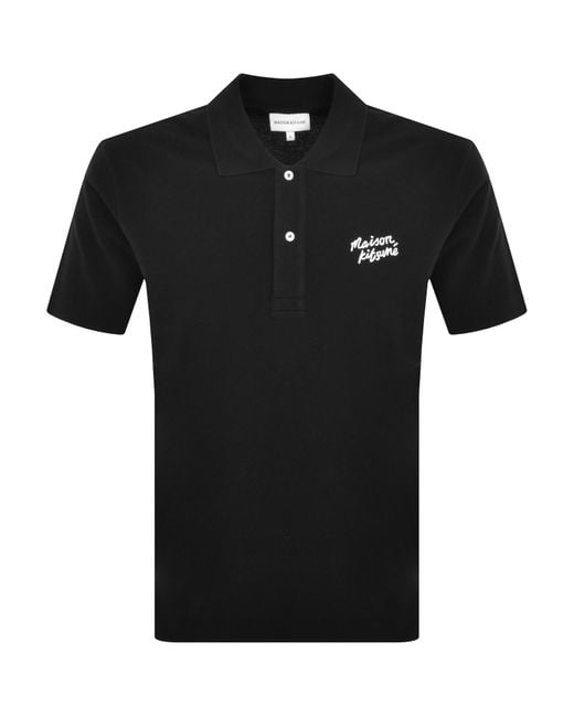 Maison Kitsuné Black Handwriting Polo T Shirt for men
