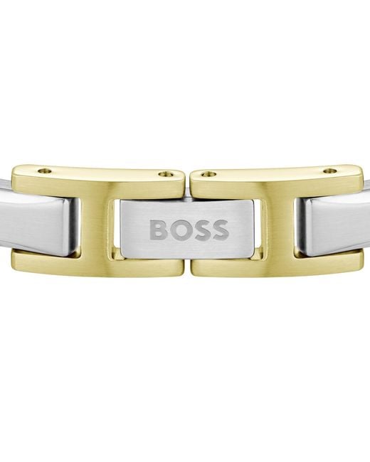 BOSS BUSINESS Metallic Boss Nolan Two Tone Linked Chain Bracelet for men